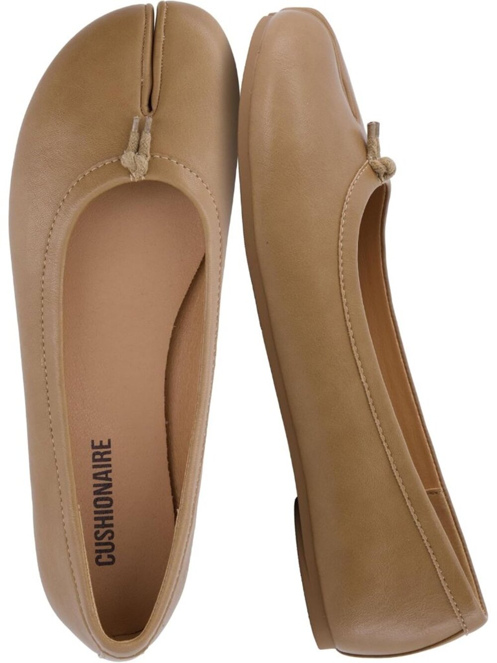 Women's Tan Maki Tabi Split Toe Ballet Flats Flexible Sole Cushioned Footbed